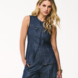 Colete Jeans de Alfaiataria Riscado