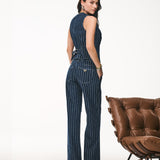 Calça Jeans Wide Leg Listrada