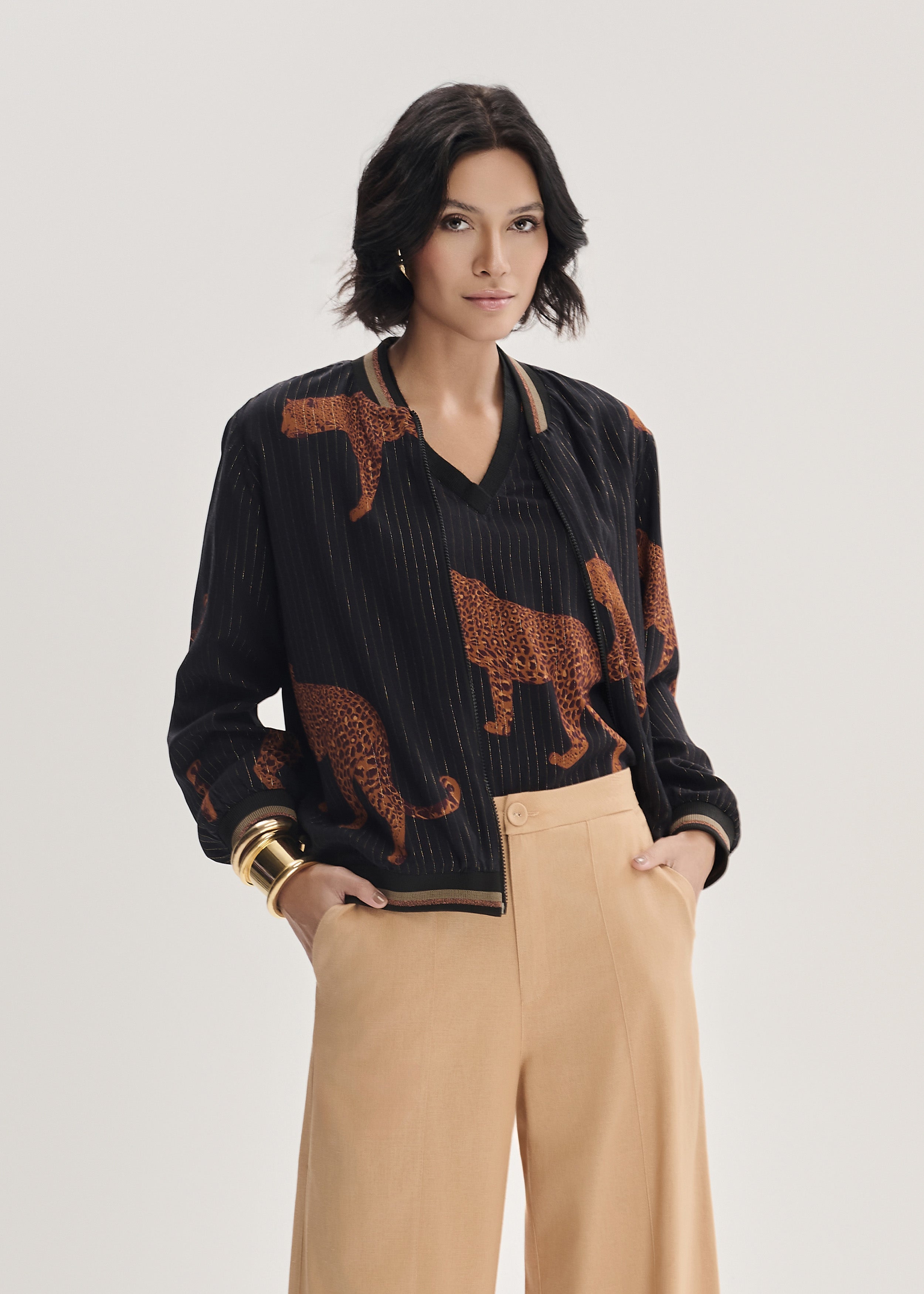 Jaqueta Bomber Estampada