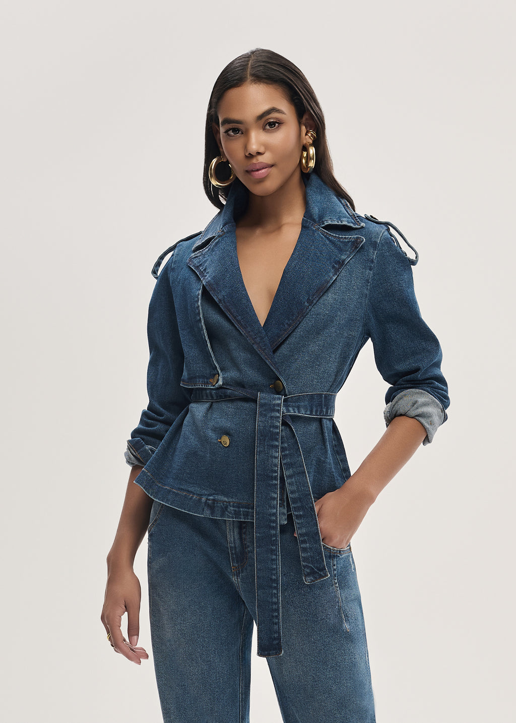Blazer Jeans com Faixa