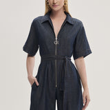 Macacão Jeans Wide Leg