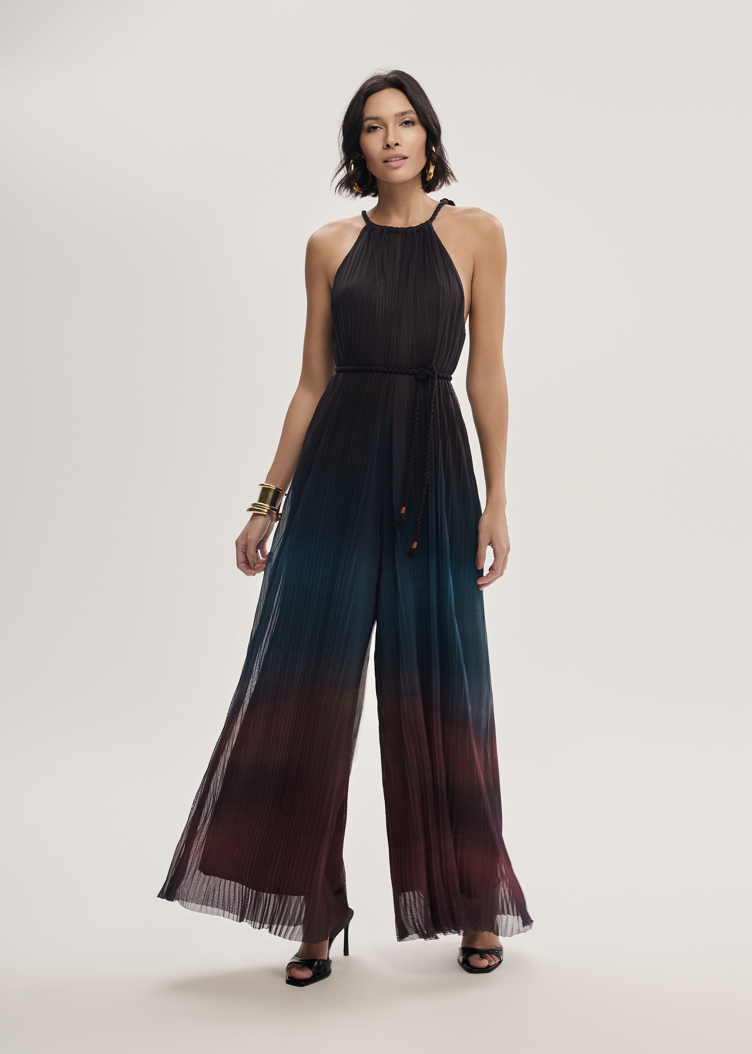 Macacão Pantalona em Tule Plissado