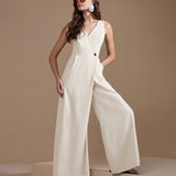 Macacão Feminino Pantalona de Alfaiataria Off White