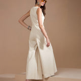 Macacão Feminino Pantalona de Alfaiataria Off White