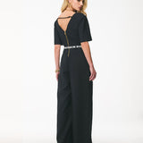 Macacão Pantalona Preto com Cinto Neo Skin