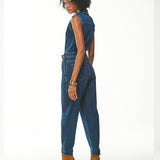 Macacão Jeans Slouchy com Gola Lapela