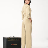 Macacão Pantalona com Cinto de Metal