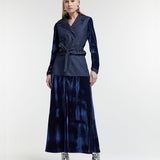 Saia Maxi Veludo Azul
