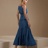 Saia Jeans Maxi com Faixa