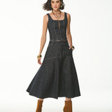 Saia Midi Jeans Urban Evasê