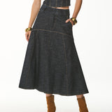 Saia Midi Jeans Urban Evasê