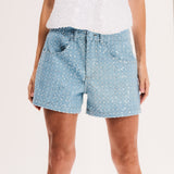 Bermuda Jeans Mini Paetês