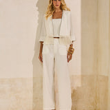 Blazer Spencer Alfaiataria com Mangas 3/4 e Franjas