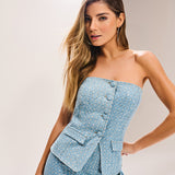 Top Jeans Paetê Alongado