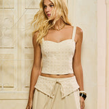 Top Cropped com Espelhos e Alças Largas