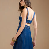 Top Jeans Cropped Decote V