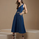 Top Jeans Cropped Decote V