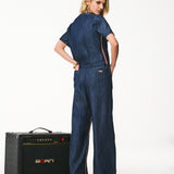 T-shirt Jeans com Faixa Lateral Tricolor
