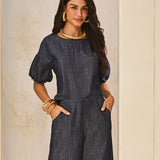 T-Shirt Jeans Fresh com Mangas Bufantes