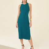 Vestido Midi Canelado Sem Mangas