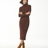 Vestido Midi Canelado Gola Alta Essencial