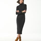 Vestido Midi Canelado Gola Alta Essencial