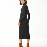 Vestido Midi Canelado Gola Alta Essencial