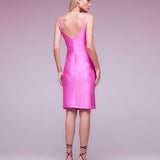 Vestido Curto Resinado Alças Finas