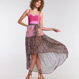 Vestido Longo Assimétrico Mix Estampas