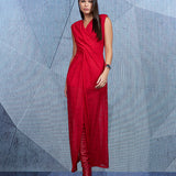 Vestido Longo Feminino Vermelho de Renda