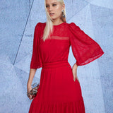 Vestido Longo Feminino Rendado Vermelho