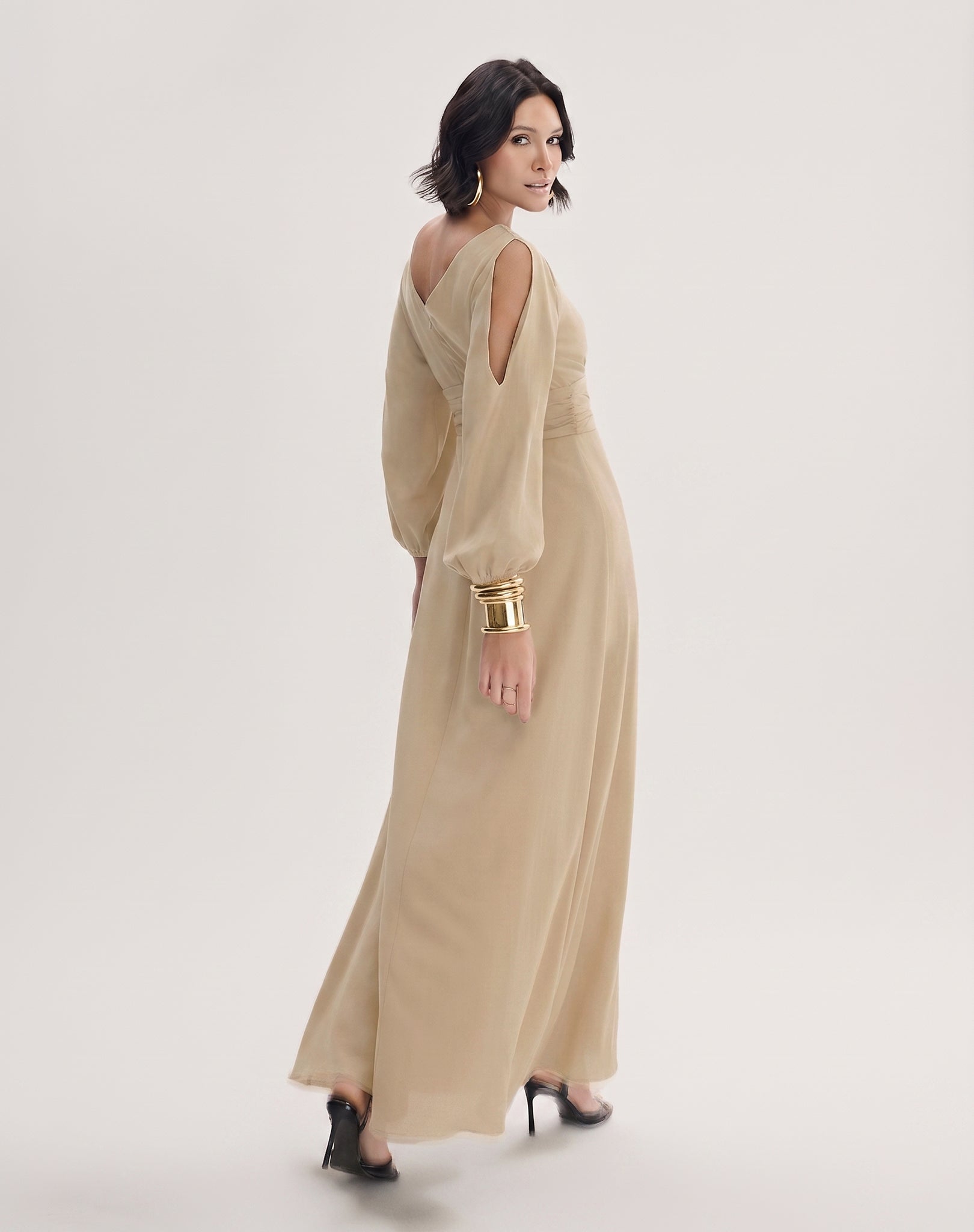 Vestido Maxi com Manga Longa Torrone