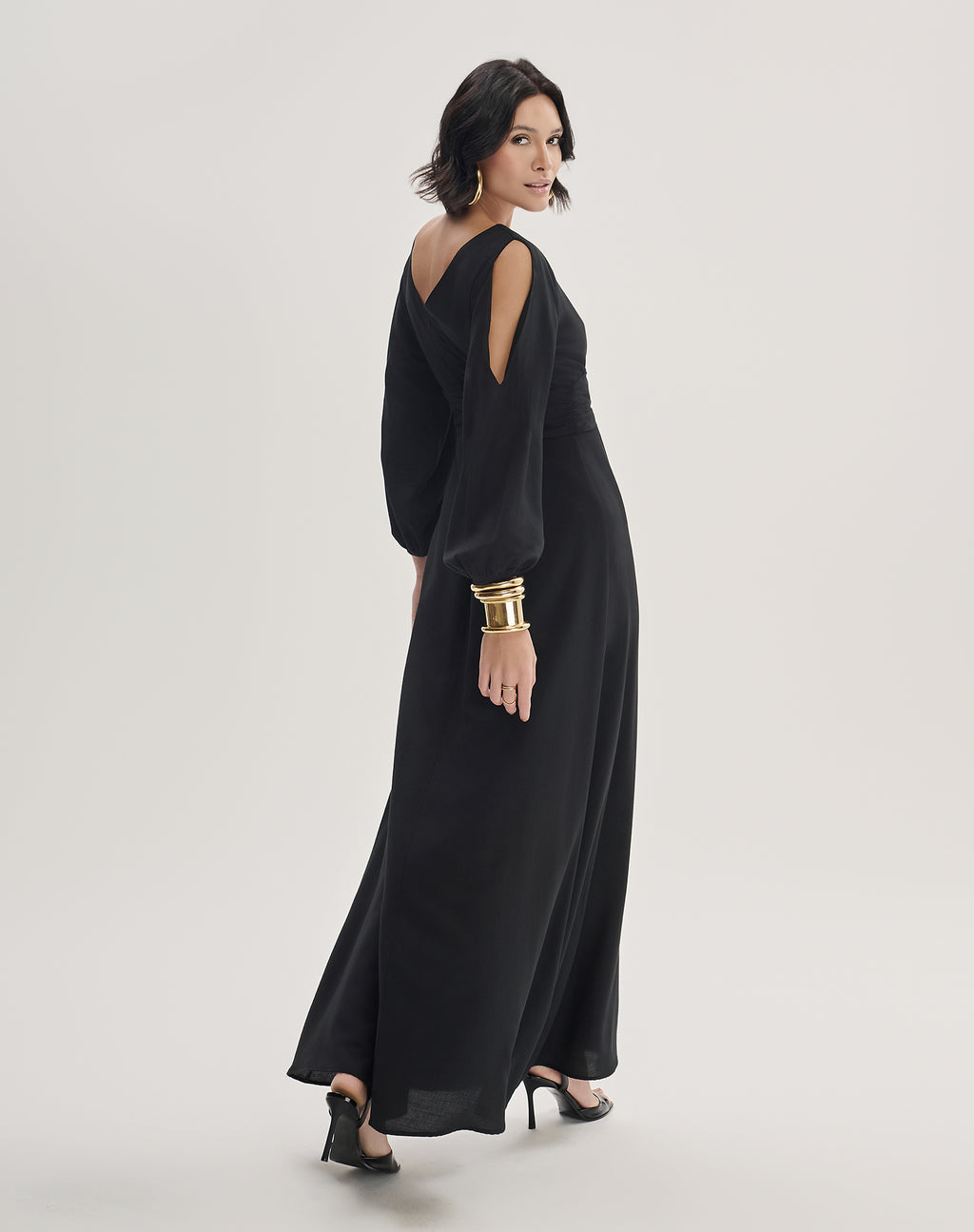 Vestido Maxi com Manga Longa