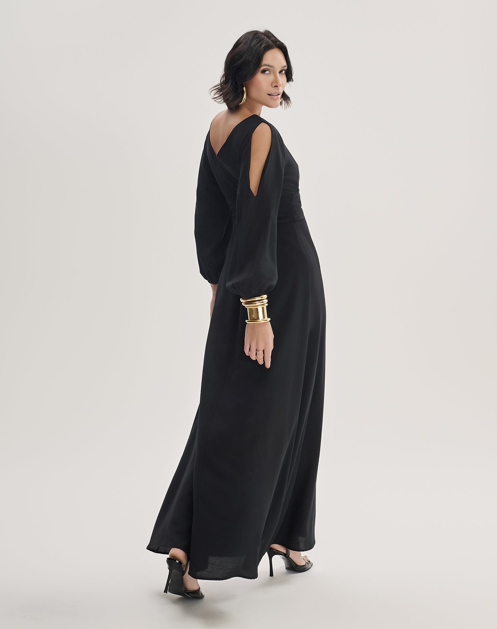 Vestido Maxi com Manga Longa
