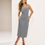 Vestido Midi Denim Listrado