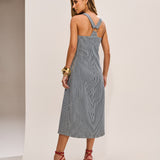Vestido Midi Denim Listrado