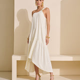 Vestido Um Ombro Só Lurex e Broche