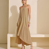 Vestido Um Ombro Só Lurex e Broche