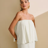 Vestido Longo Babado Sem Alça