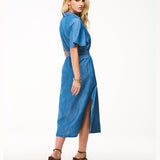 Chemise Midi em Denim Leve com Faixa
