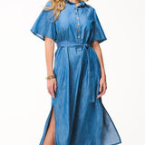 Chemise Midi em Denim Leve com Faixa
