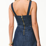 Vestido Midi Jeans com Faixa Lateral