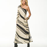 Vestido Um Ombro Estampa Selvagem