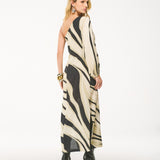 Vestido Um Ombro Estampa Selvagem