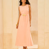 Vestido Maxi Midi com Cinto Flor Suspiro