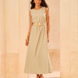 Vestido Maxi Midi com Cinto Flor Fendi