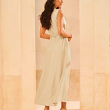 Vestido Maxi Midi com Cinto Flor Fendi