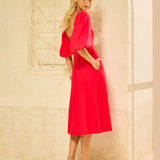 Vestido Midi em Linho com Mangas Princesa Passion
