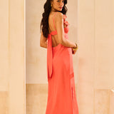 Vestido Midi em Viscolinho com Aplicação de Flor
