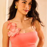 Vestido Midi em Viscolinho com Aplicação de Flor